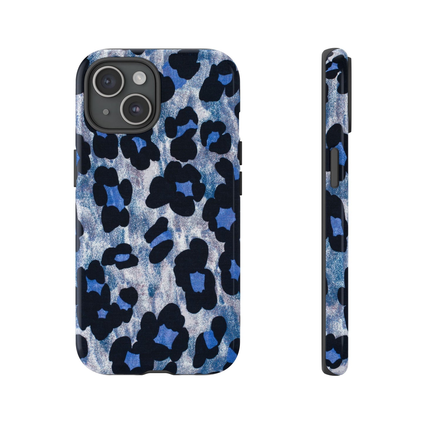 Blue & Black Leopard Print Phone Case – Bold Animal Pattern for iPhone & Samsung