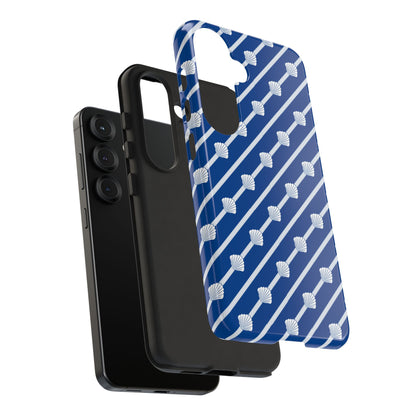 Navy Blue Seashell Phone Case for iPhone Samsung Pixel – Nautical Coastal Stripe Aesthetic - JGUS