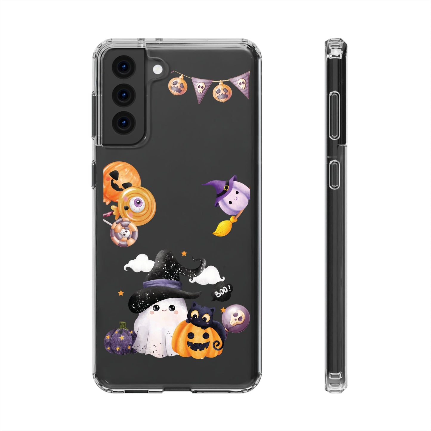 Halloween Clear Phone Case, Spooky Ghost iPhone 13 14 12 15 Pro Case, Trick or Treat Cover, Cute Halloween Gift