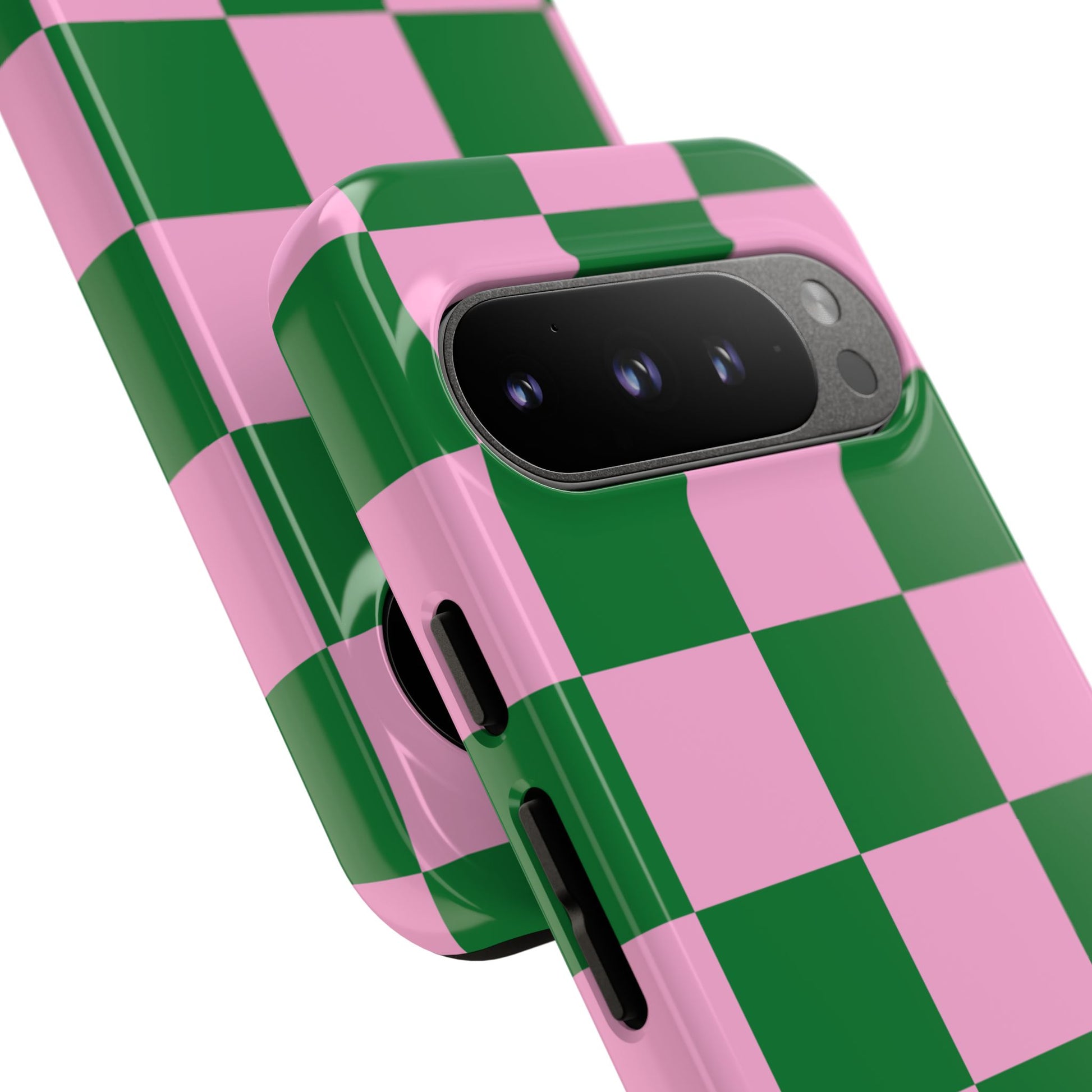 Pink Retro Checkered Phone Case – 90s Aesthetic, Vintage Grid Pattern for iPhone & Samsung - JGUS