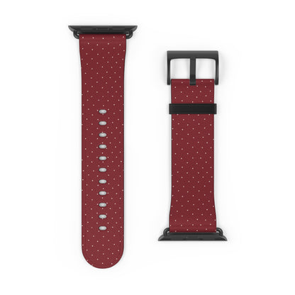 Burgundy & White Vegan Leather Apple Watch Band - Eco-Friendly & Festive Design