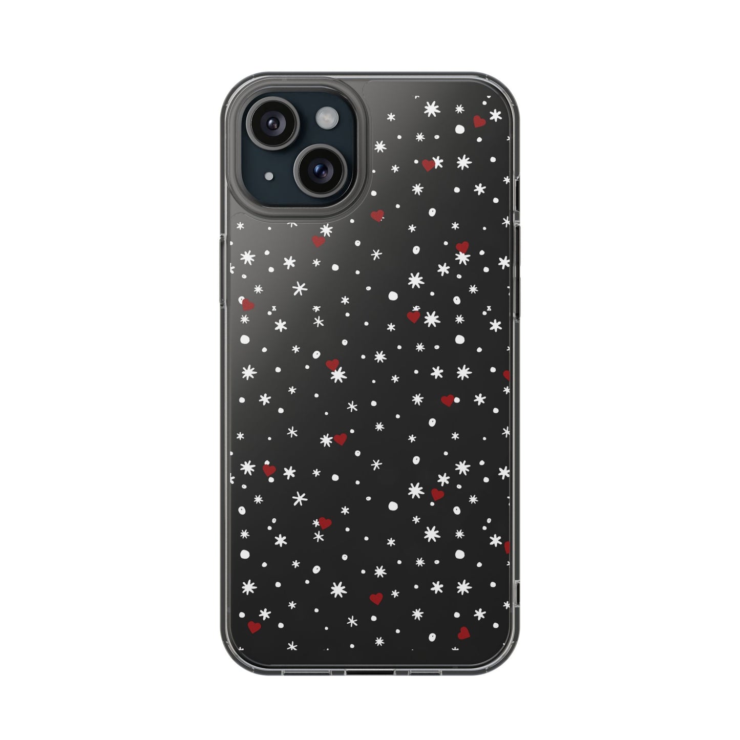 Snowy Hearts Clear Phone Case