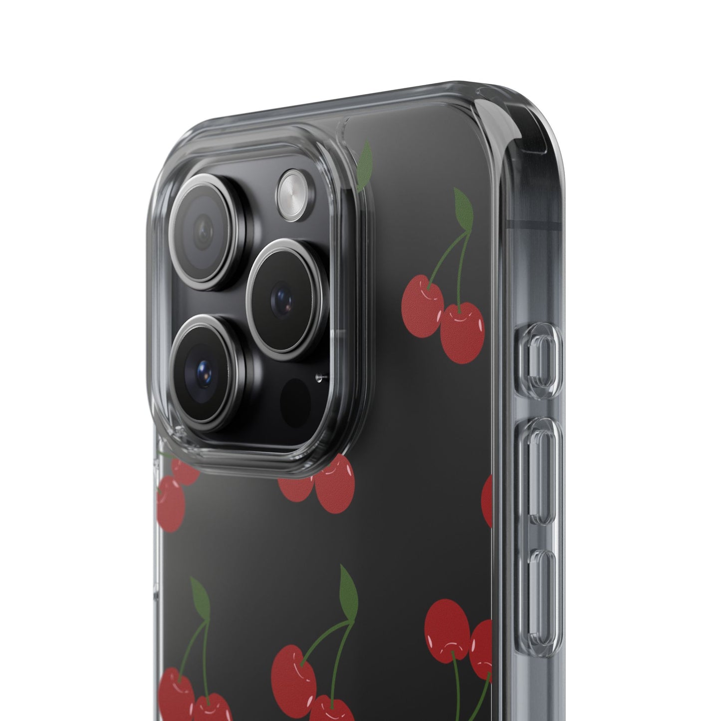 Random Cherry Pattern Clear Phone Case – Playful and Protective