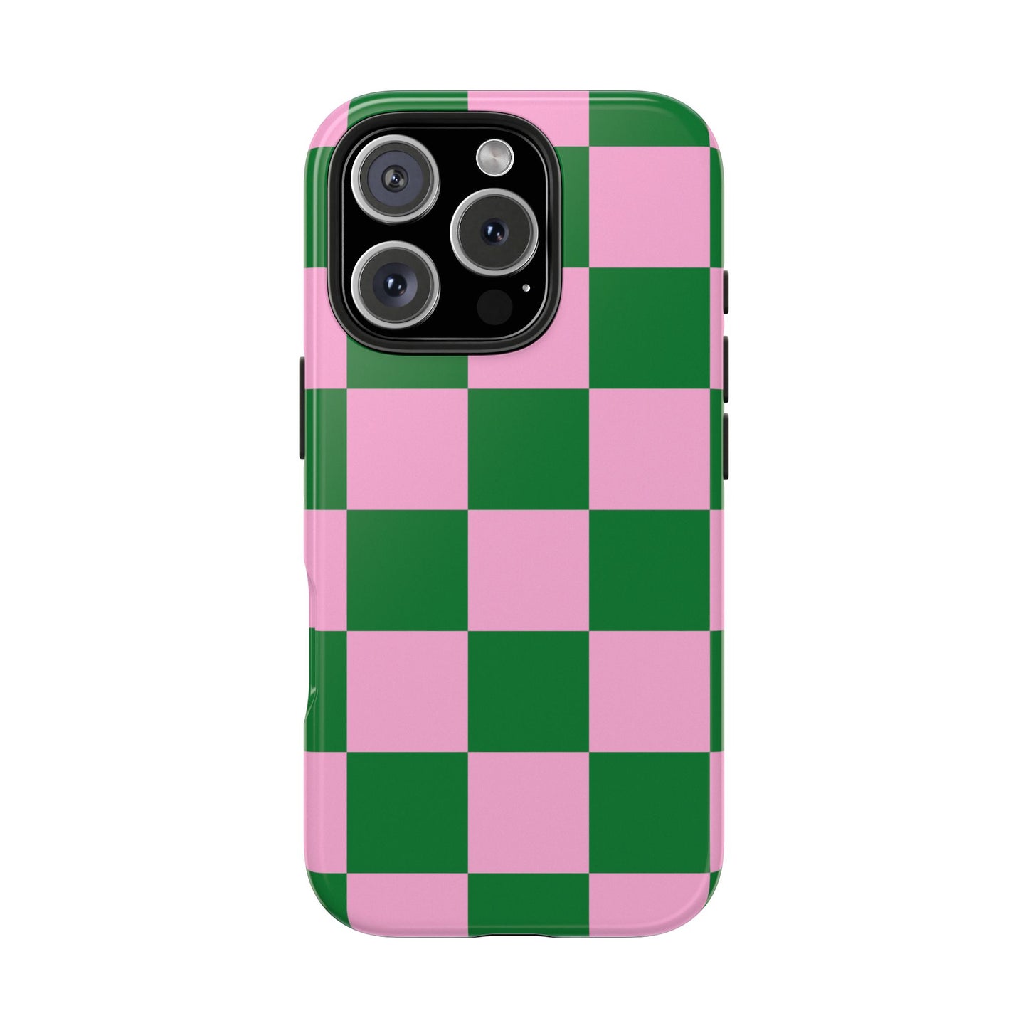 Pink Retro Checkered Phone Case – 90s Aesthetic, Vintage Grid Pattern for iPhone & Samsung