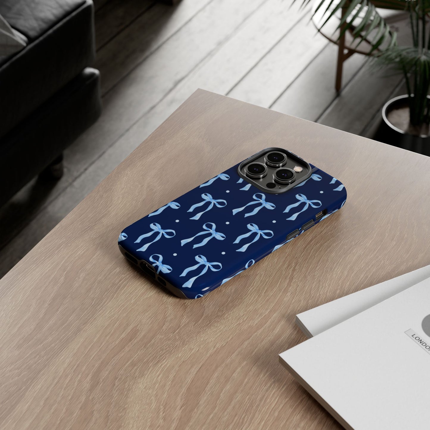Bows & Blues Phone Case – Aesthetic Ribbon Print | Fits iPhone & Samsung - JGUS