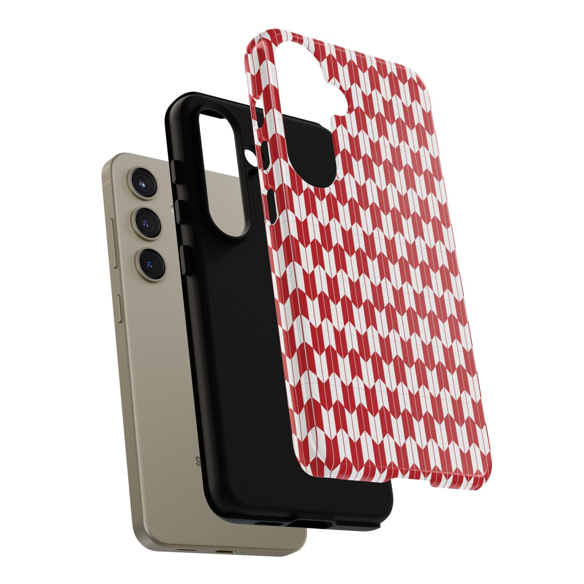 Red Geometric Phone Case for iPhone Samsung Pixel – Bold Pattern Aesthetic Modern Design - JGUS