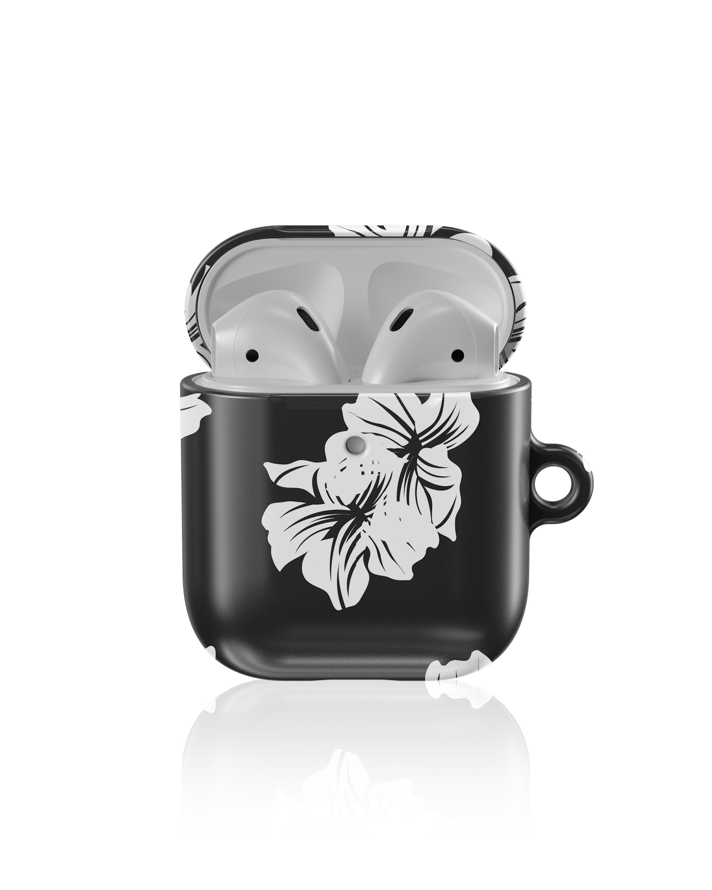 Black & White Floral Shockproof & Scratch-Resistant AirPods Case – Wireless Charging Compatible