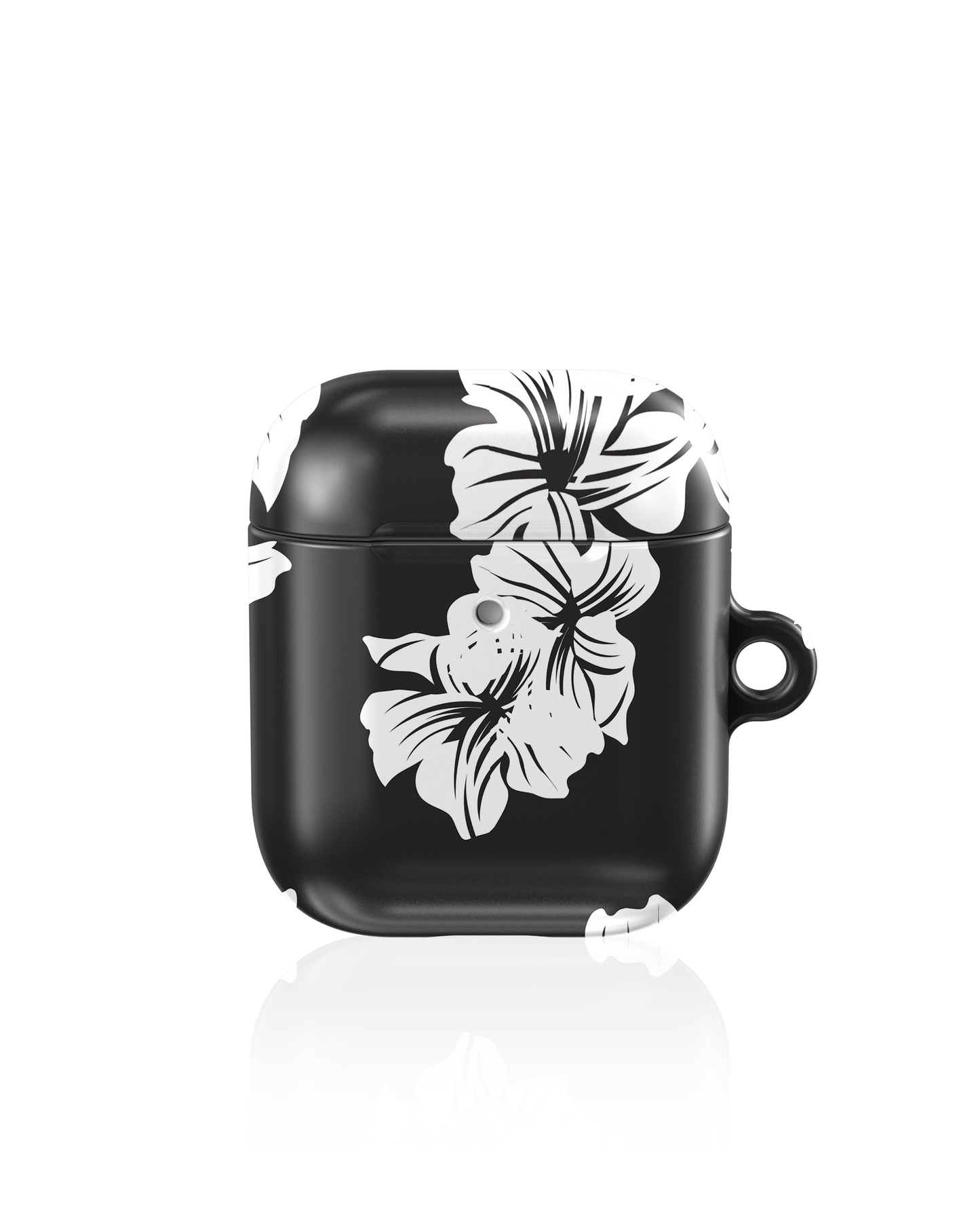 Black & White Floral Shockproof & Scratch-Resistant AirPods Case – Wireless Charging Compatible