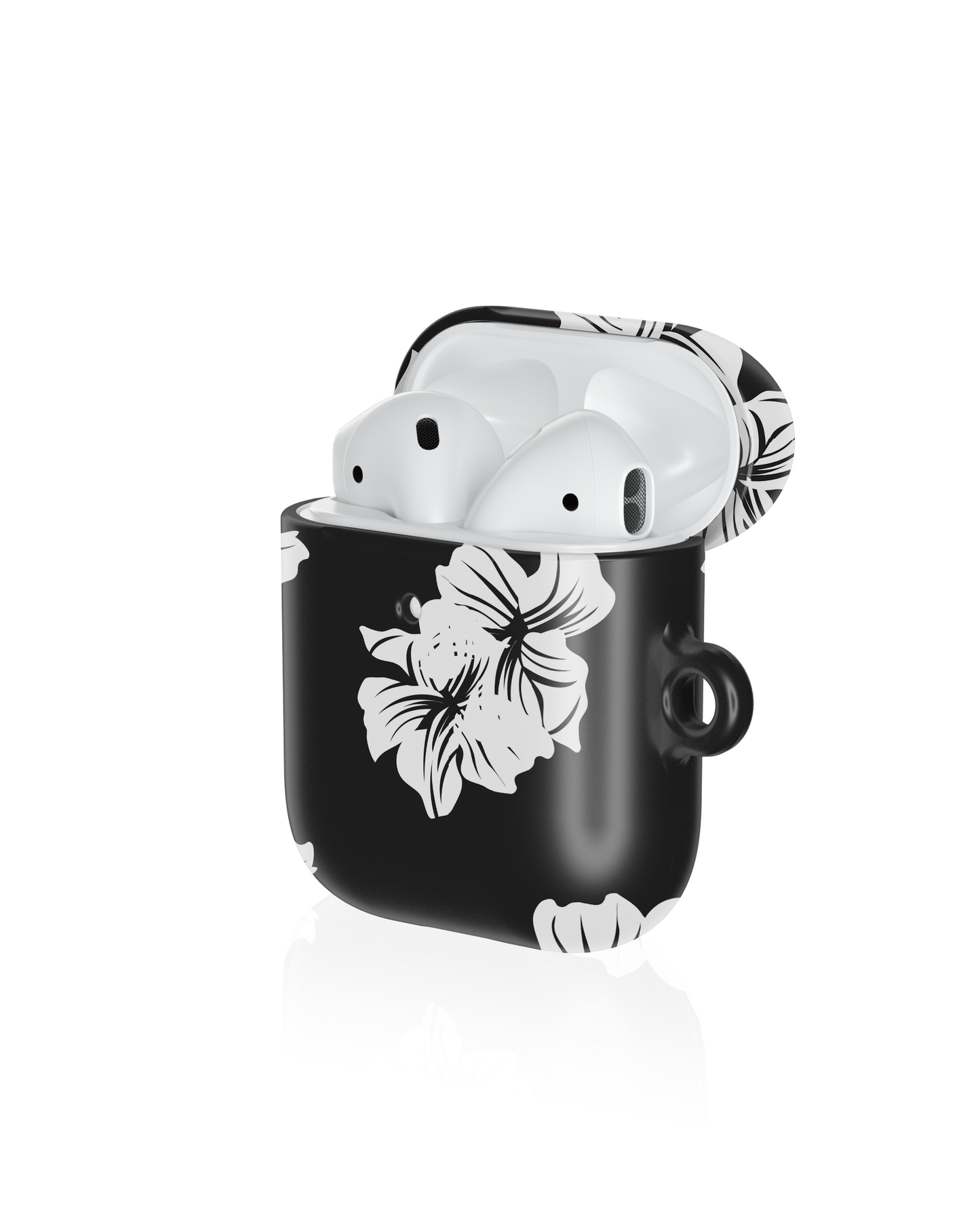 Black & White Floral Shockproof & Scratch-Resistant AirPods Case – Wireless Charging Compatible