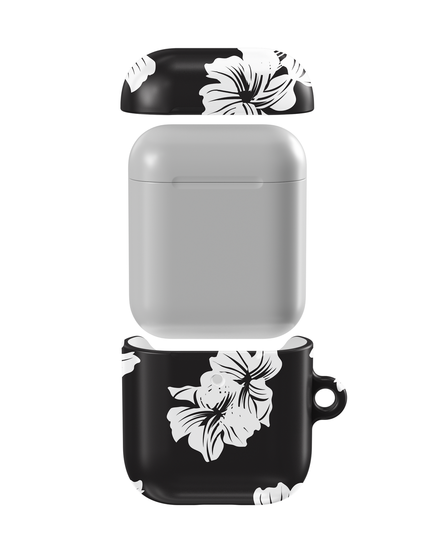 Black & White Floral Shockproof & Scratch-Resistant AirPods Case – Wireless Charging Compatible