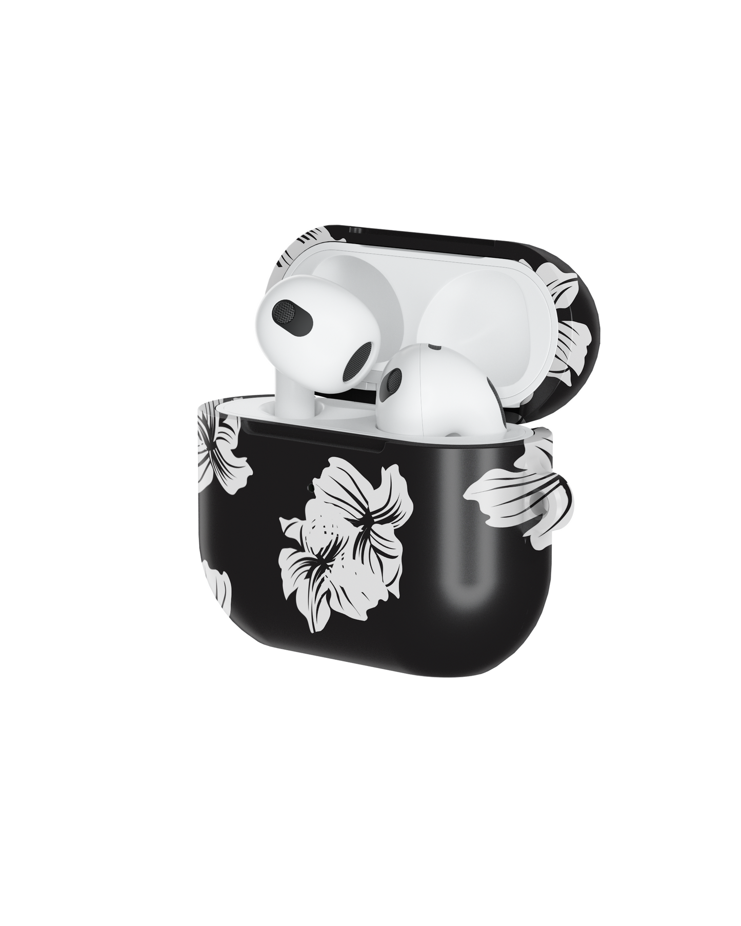 Black & White Floral Shockproof & Scratch-Resistant AirPods Case – Wireless Charging Compatible