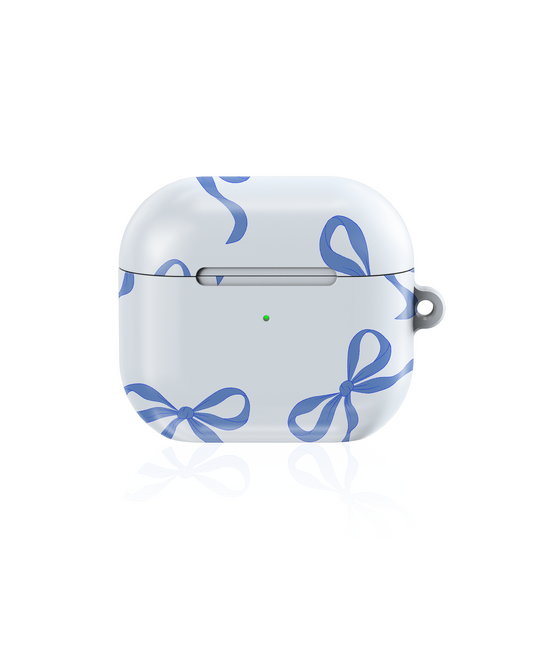 Vintage Blue Bow Art Shockproof & Scratch-Resistant AirPods Case – Wireless Charging Compatible