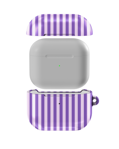 Lavender Stripes Shockproof & Scratch-Resistant AirPods Case – Wireless Charging Compatible