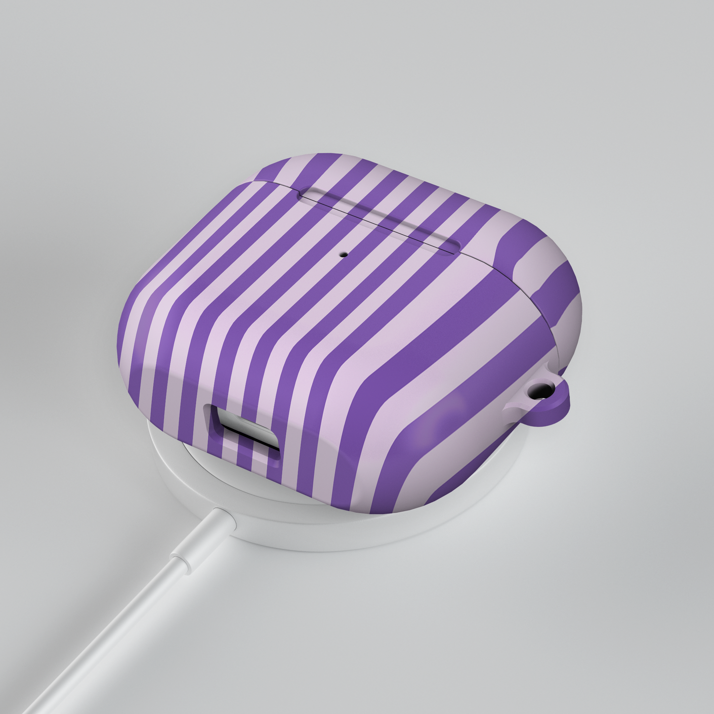 Lavender Stripes Shockproof & Scratch-Resistant AirPods Case – Wireless Charging Compatible