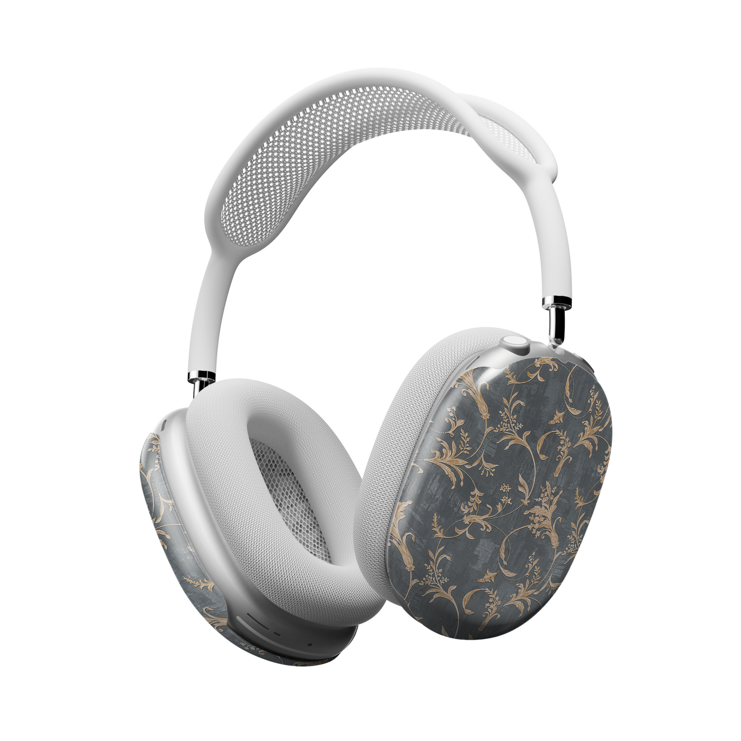 Baroque Floral AirPods Max Case – Dark Grey Gold Vintage Luxury Aesthetic - JGUS