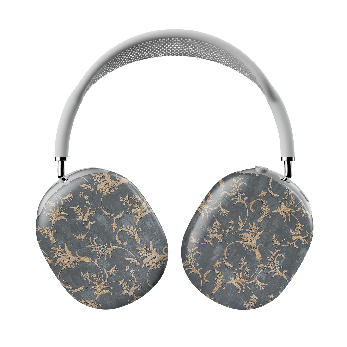 Baroque Floral AirPods Max Case – Dark Grey Gold Vintage Luxury Aesthetic - JGUS