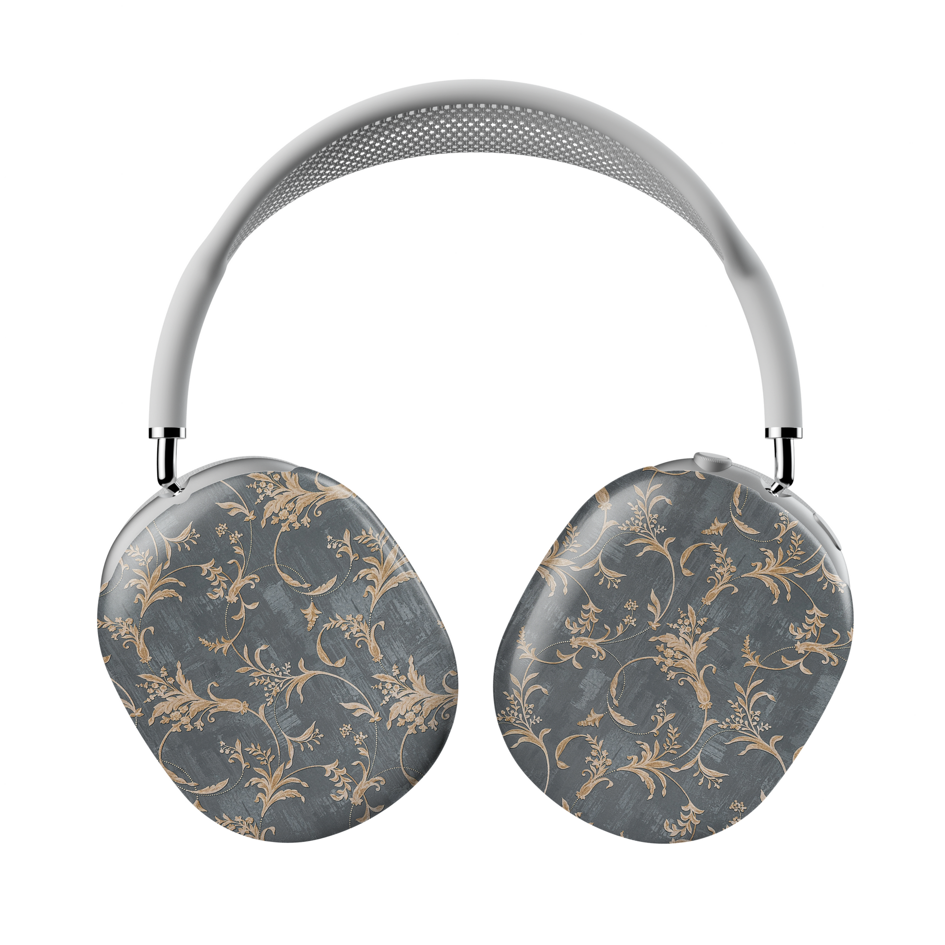 Baroque Floral AirPods Max Case – Dark Grey Gold Vintage Luxury Aesthetic - JGUS