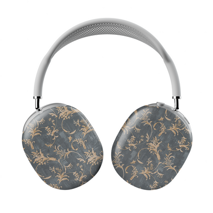 Baroque Floral AirPods Max Case – Dark Grey Gold Vintage Luxury Aesthetic - JGUS