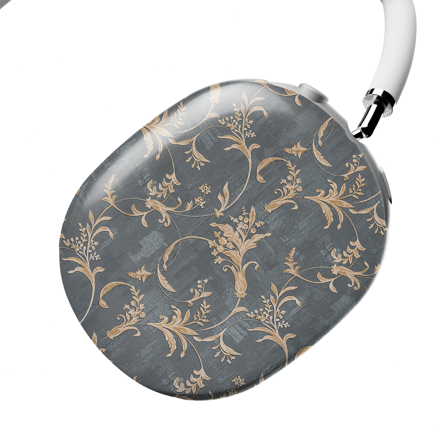 Baroque Floral AirPods Max Case – Dark Grey Gold Vintage Luxury Aesthetic - JGUS