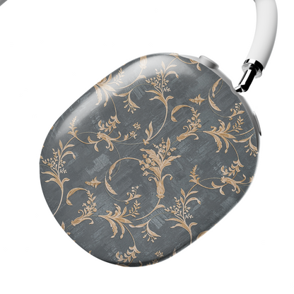Baroque Floral AirPods Max Case – Dark Grey Gold Vintage Luxury Aesthetic - JGUS