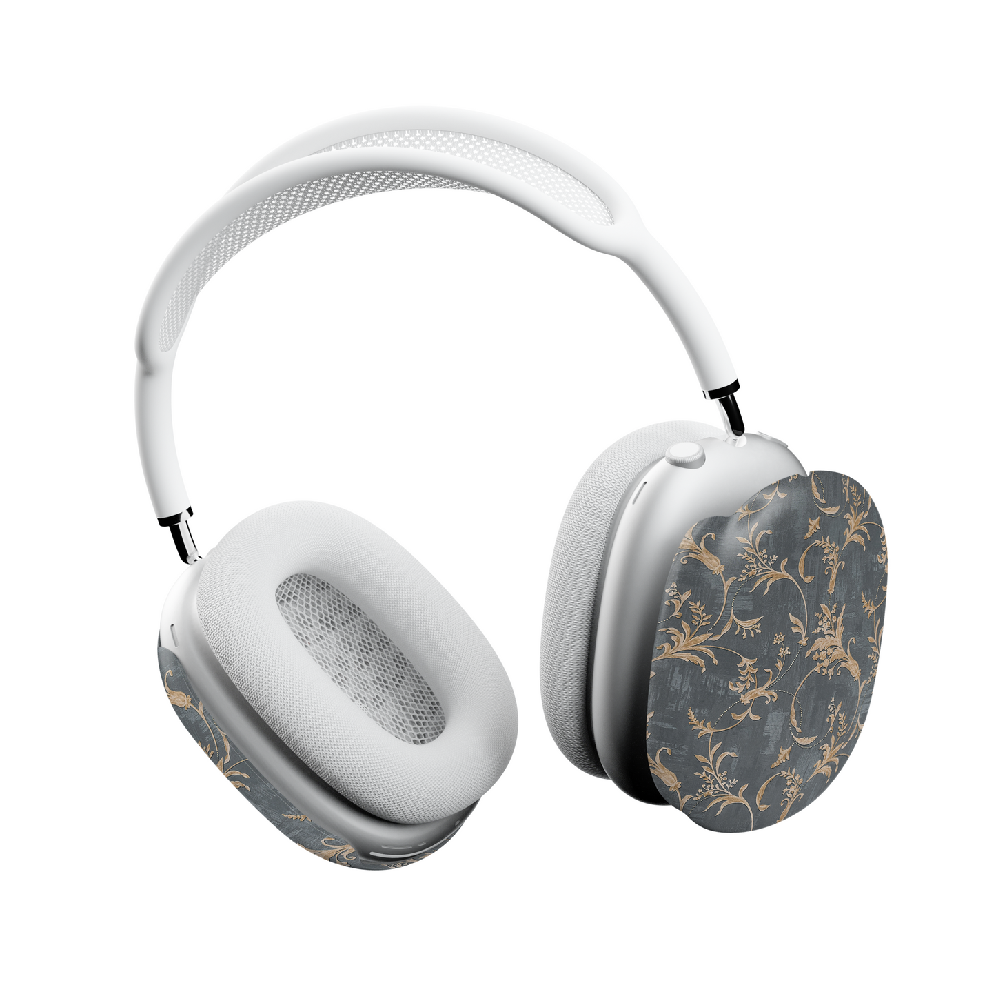 Baroque Floral AirPods Max Case – Dark Grey Gold Vintage Luxury Aesthetic - JGUS