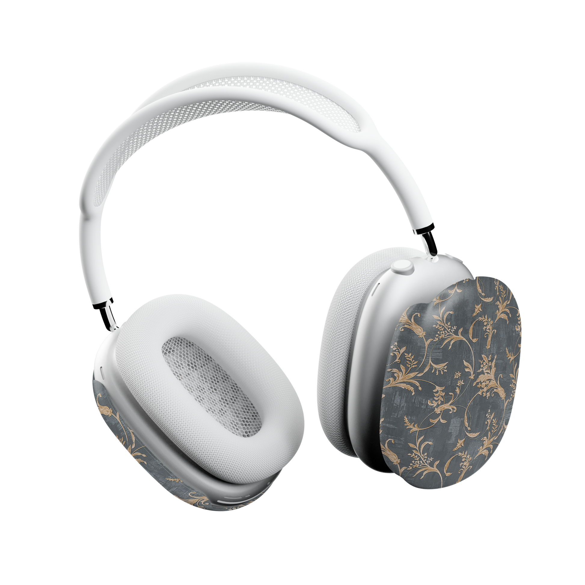 Baroque Floral AirPods Max Case – Dark Grey Gold Vintage Luxury Aesthetic - JGUS