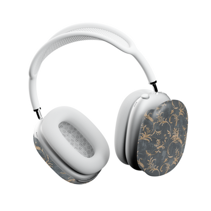 Baroque Floral AirPods Max Case – Dark Grey Gold Vintage Luxury Aesthetic - JGUS