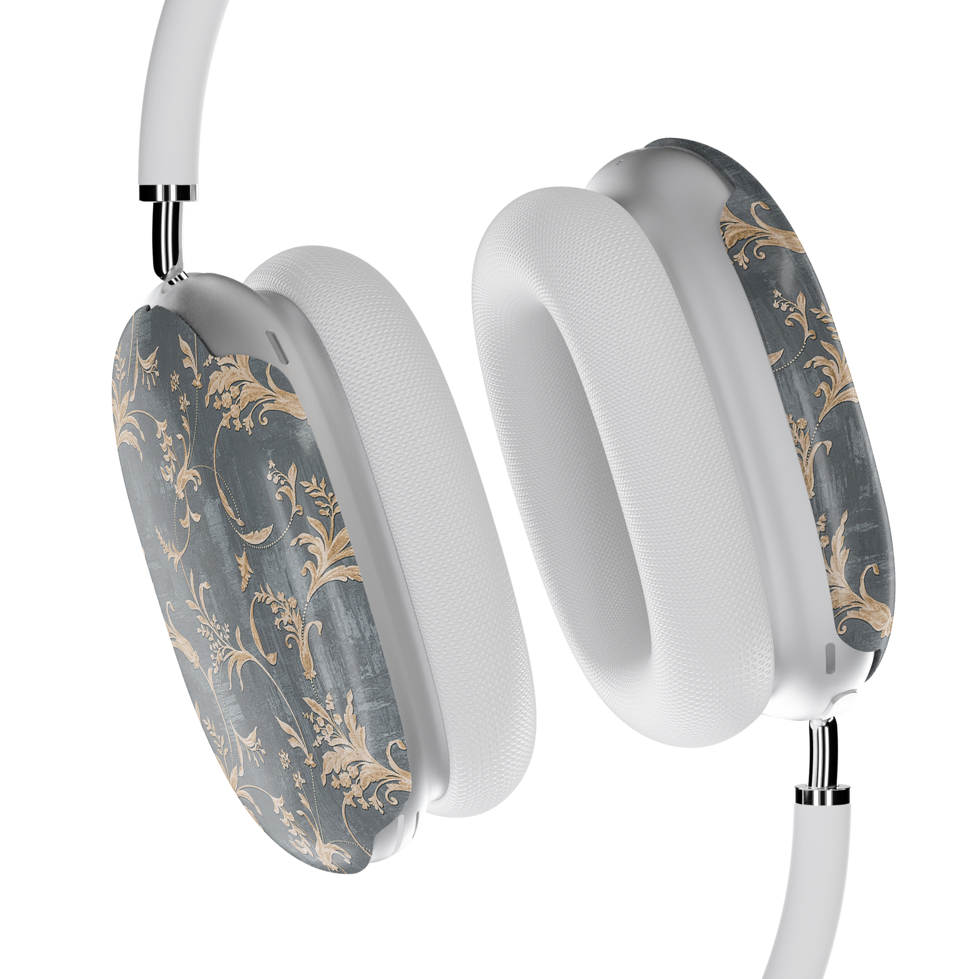 Baroque Floral AirPods Max Case – Dark Grey Gold Vintage Luxury Aesthetic - JGUS