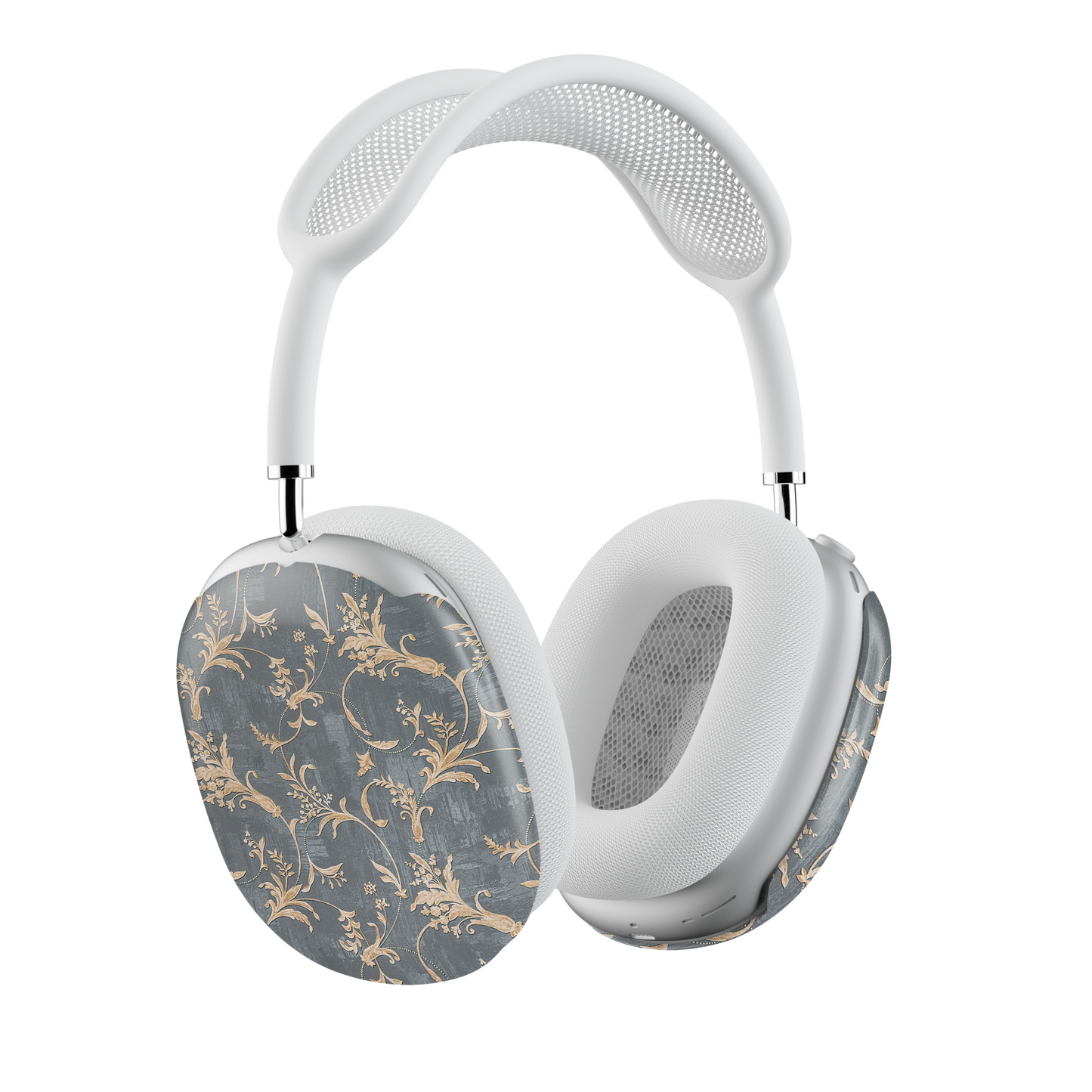 Baroque Floral AirPods Max Case – Dark Grey Gold Vintage Luxury Aesthetic - JGUS