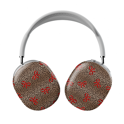 Leopard Bow AirPods Max Case – Coquette Animal Print Red Ribbon Aesthetic - JGUS