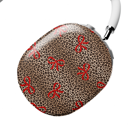Leopard Bow AirPods Max Case – Coquette Animal Print Red Ribbon Aesthetic - JGUS