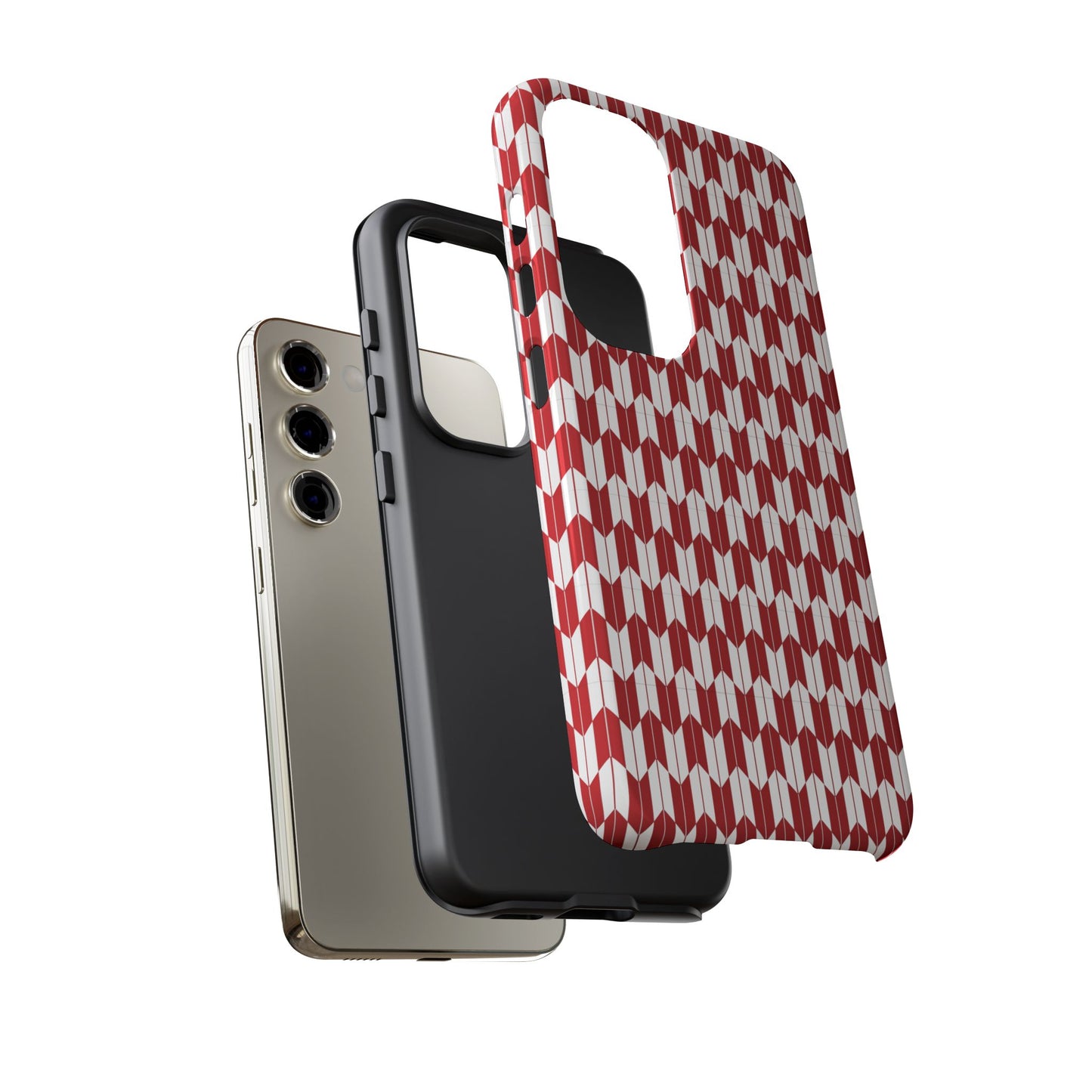 Red Geometric Phone Case for iPhone Samsung Pixel – Bold Pattern Aesthetic Modern Design - JGUS