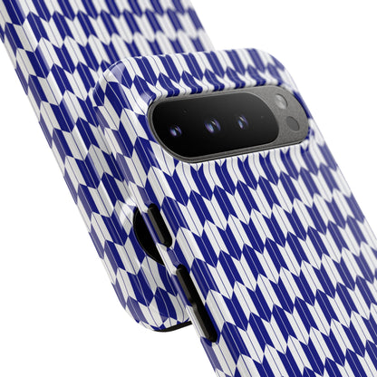 Navy Blue Geometric Phone Case for iPhone Samsung Pixel – Minimal Pattern Modern Aesthetic - JGUS