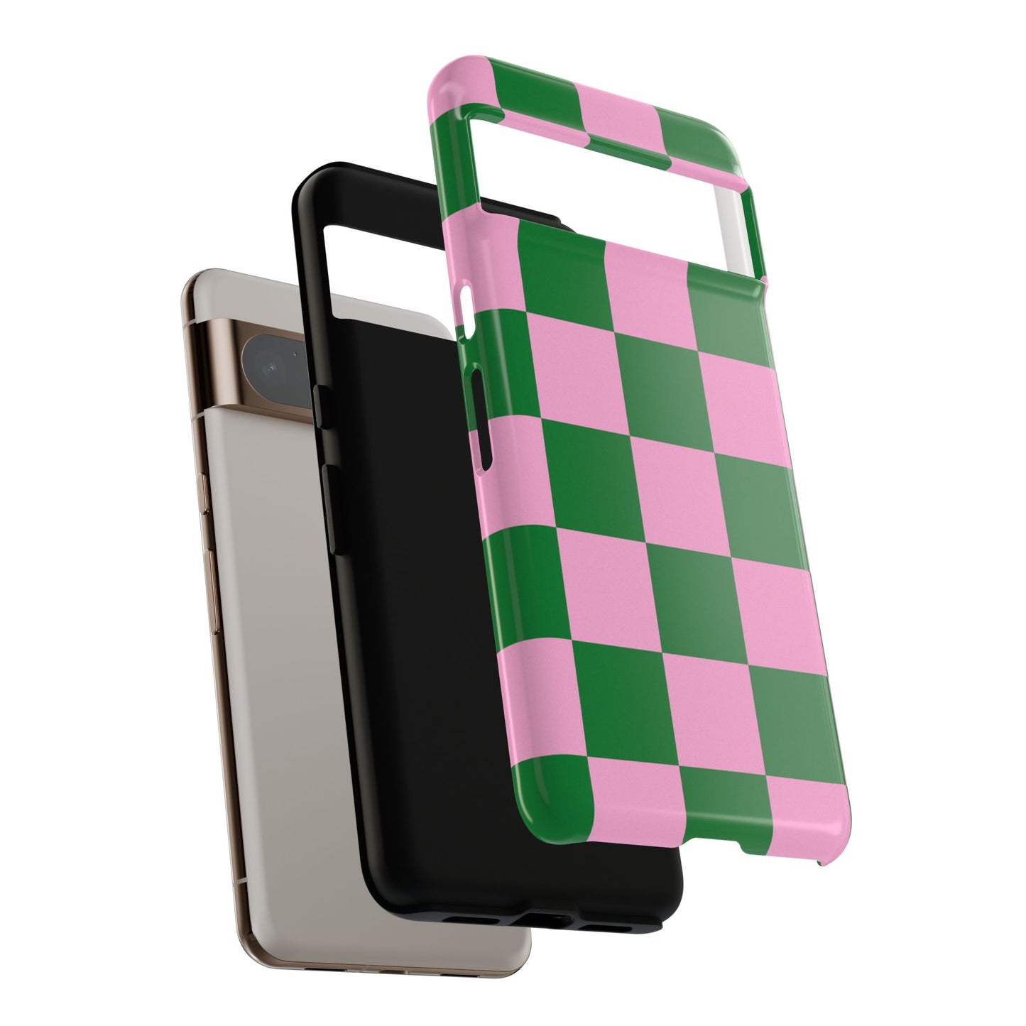 Pink Retro Checkered Phone Case – 90s Aesthetic, Vintage Grid Pattern for iPhone & Samsung - JGUS