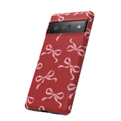 Pink Bows on Red Phone Case - JGUS