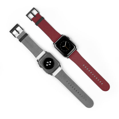 Burgundy & White Vegan Leather Apple Watch Band - Eco-Friendly & Festive Design