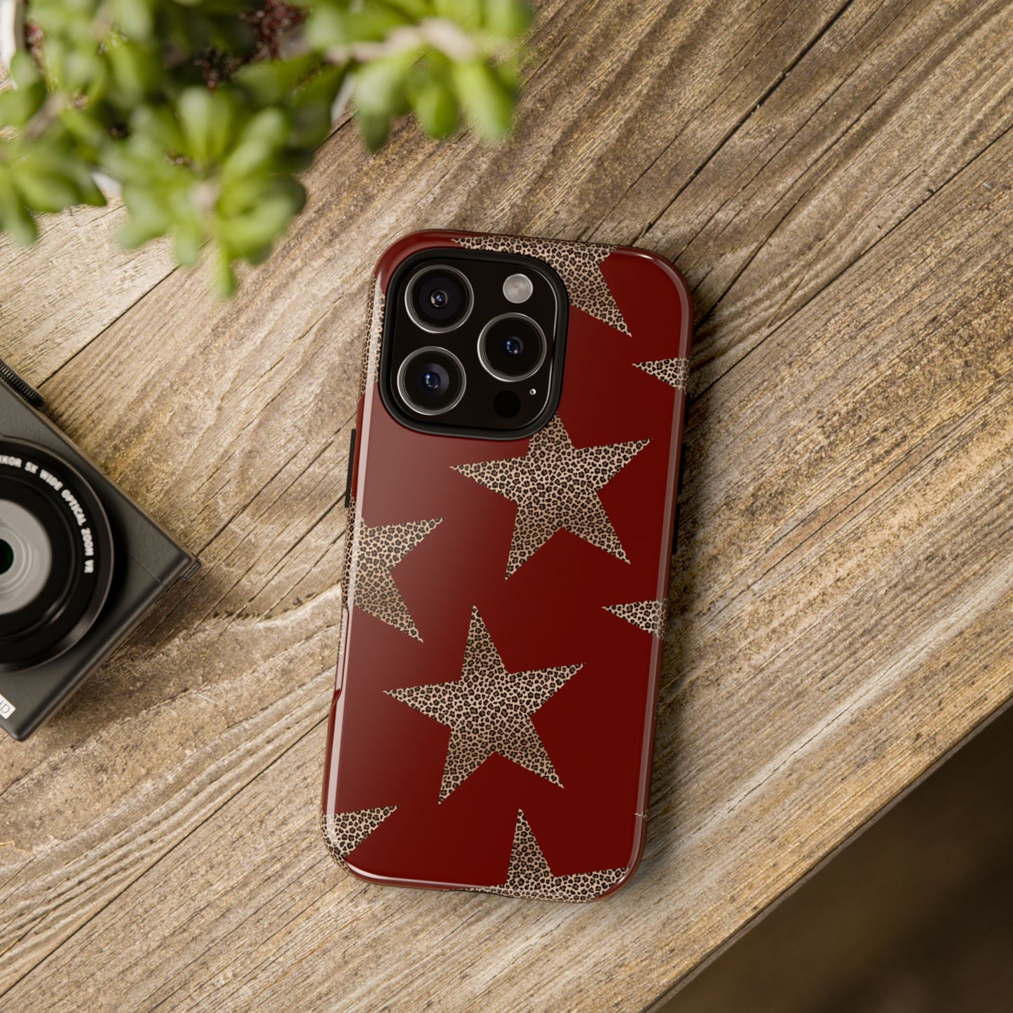 Leopard Star Luxe - Burgundy Edition | Aesthetic Coquette Phone Case for iPhone & Galaxy - JGUS