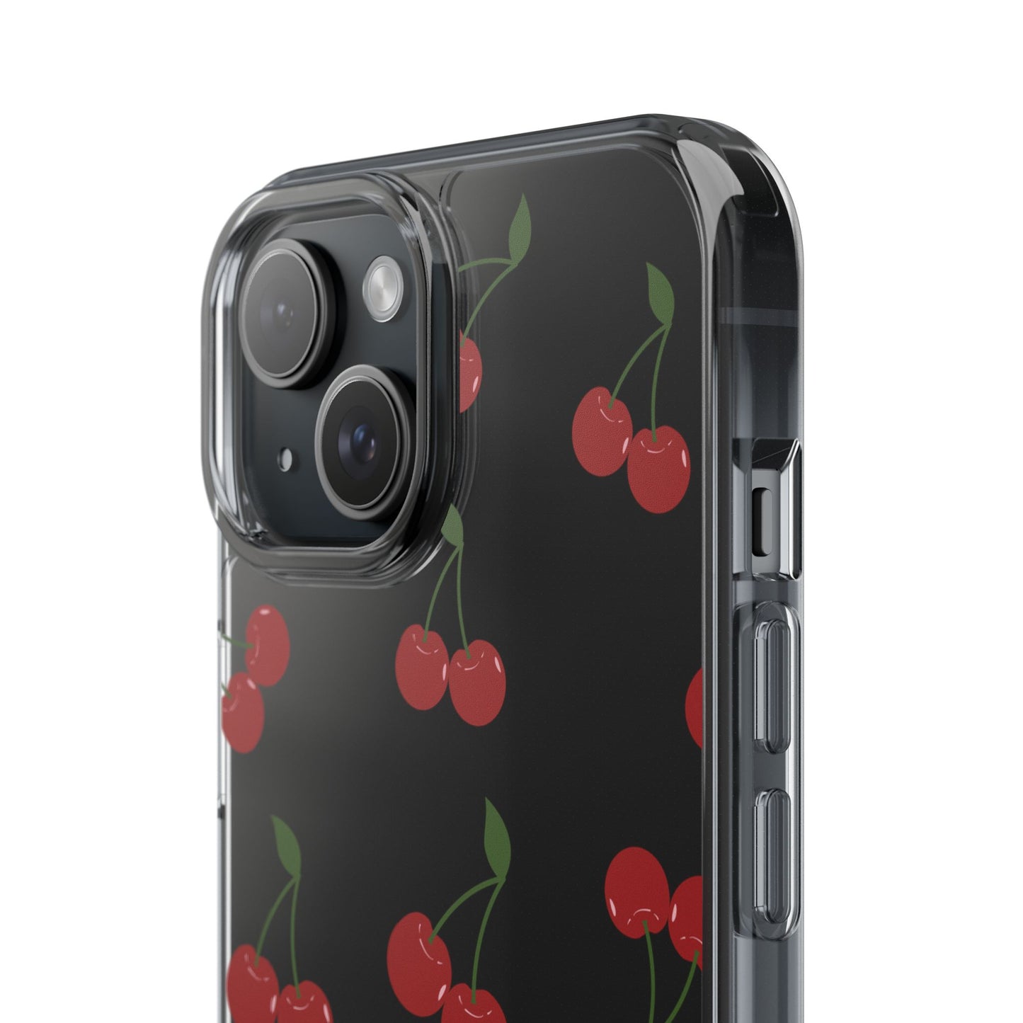 Random Cherry Pattern Clear Phone Case – Playful and Protective