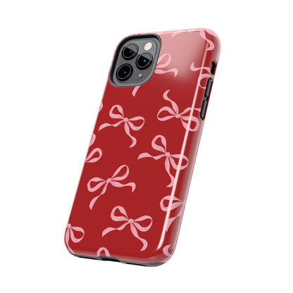 Pink Bows on Red Phone Case