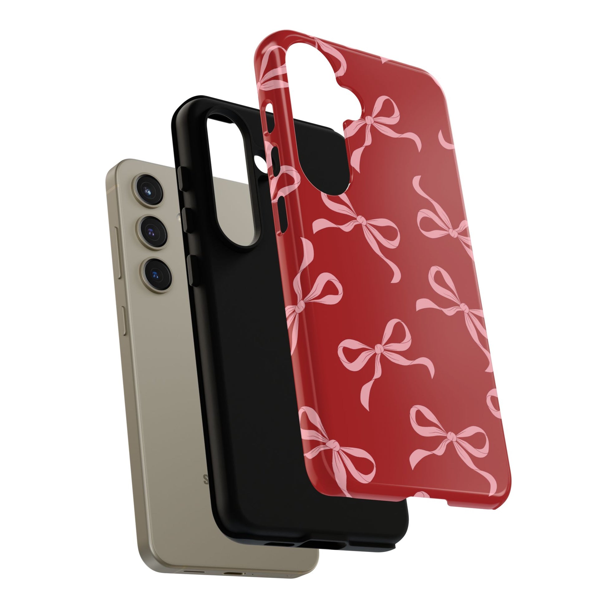 Pink Bows on Red Phone Case - JGUS