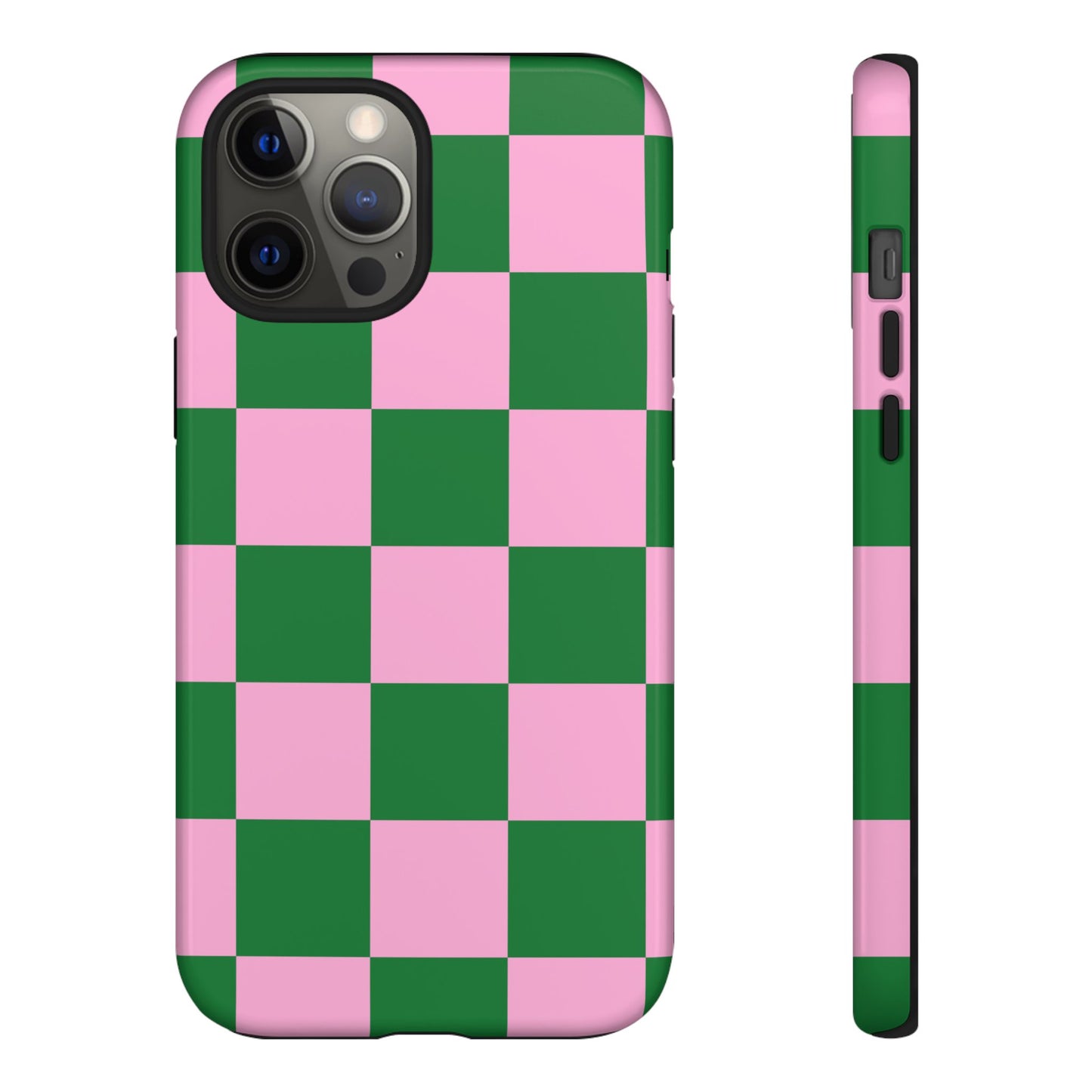 Pink Retro Checkered Phone Case – 90s Aesthetic, Vintage Grid Pattern for iPhone & Samsung - JGUS
