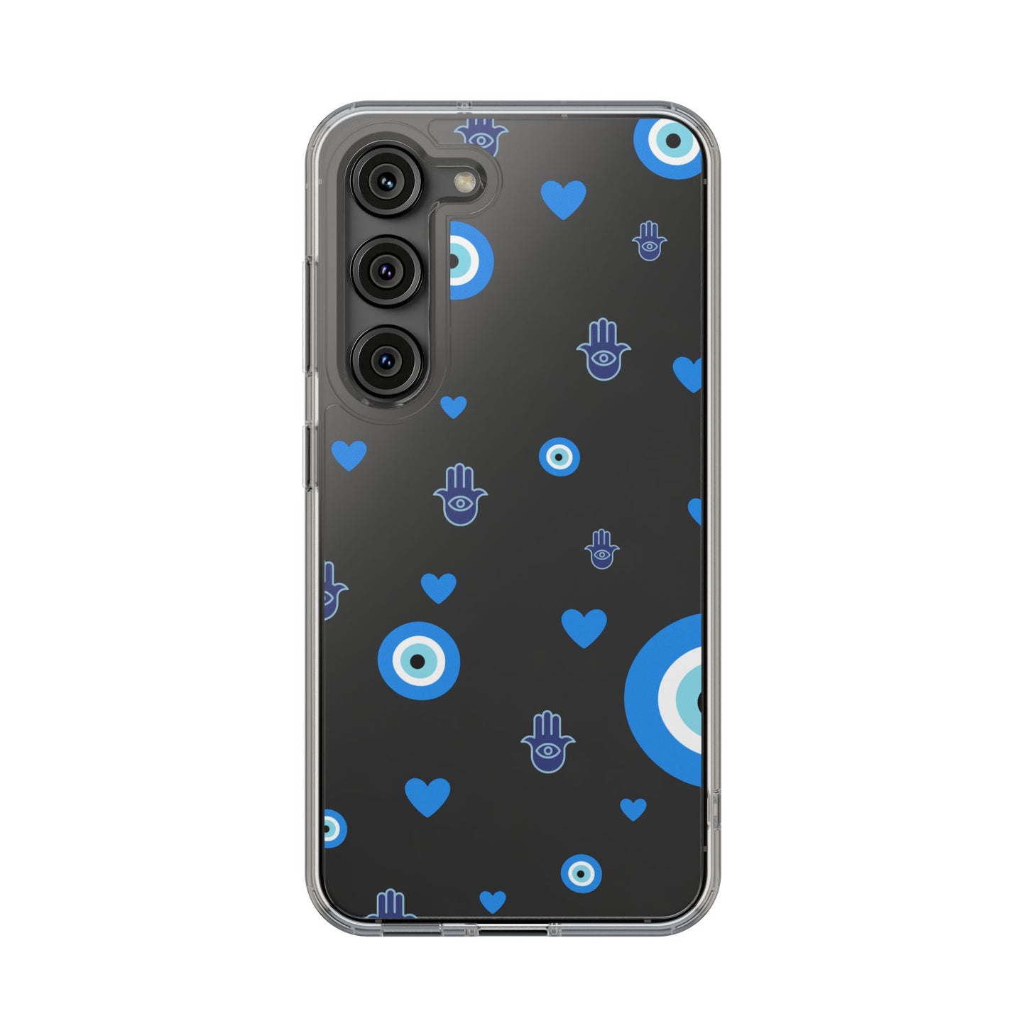 Blue Evil Eye Pattern Clear Phone Case