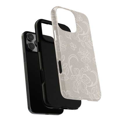 Lace Phone Case for iPhone Samsung Pixel – Cream Floral Elegant Aesthetic - JGUS