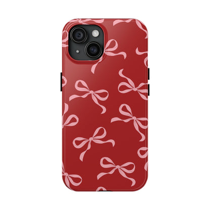 Pink Bows on Red Phone Case