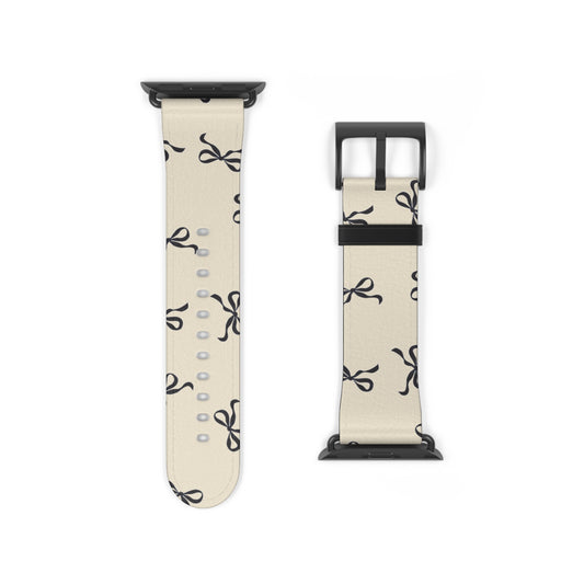 Beige and Black Bow Apple Watch Band