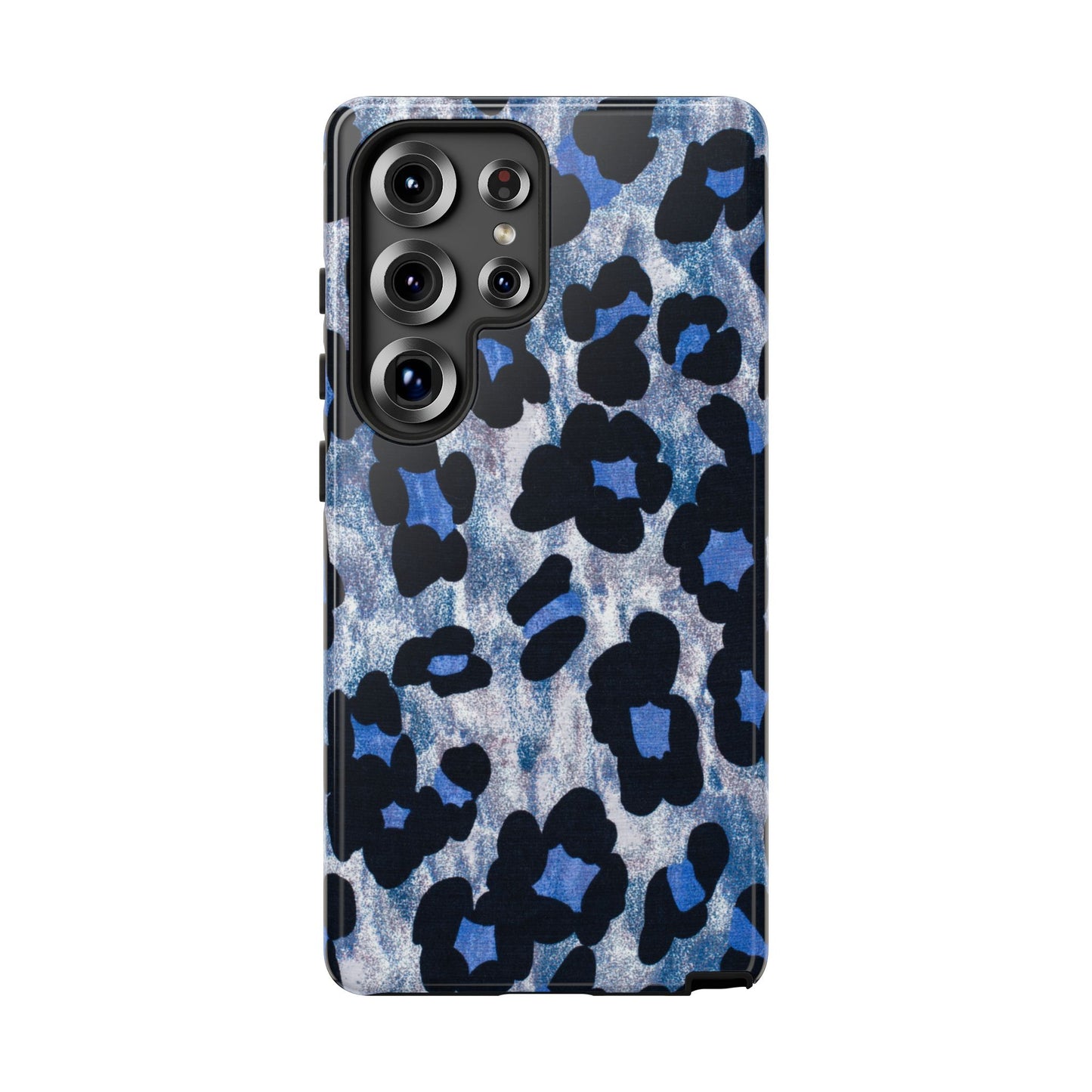 Blue & Black Leopard Print Phone Case – Bold Animal Pattern for iPhone & Samsung