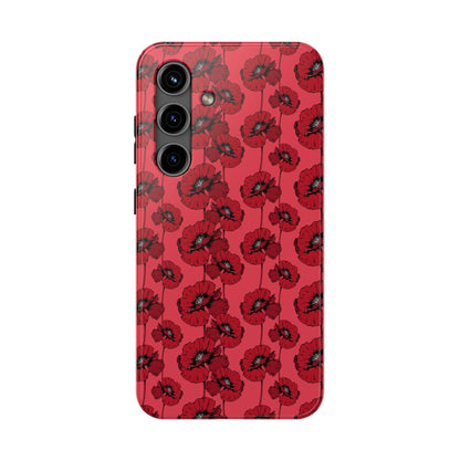 Scarlet Sketch | Red Poppy Floral Phone Case – Aesthetic Protective Cover for iPhone & Samsung