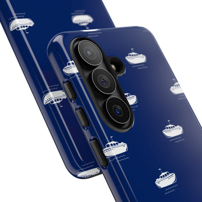 Blue Boat Phone Case – Calm Ocean Pattern for iPhone & Samsung, Durable & Stylish Protection - JGUS