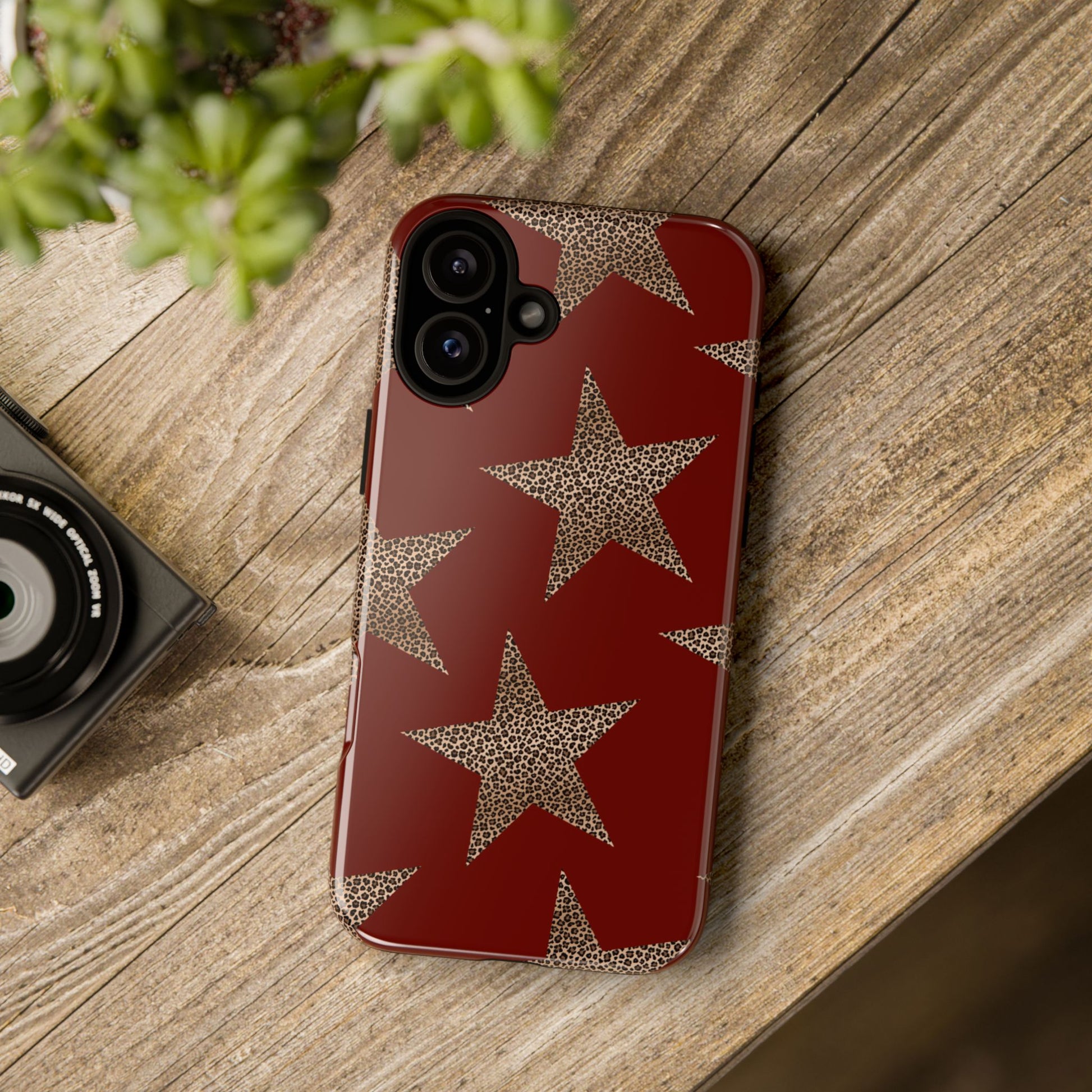 Leopard Star Luxe - Burgundy Edition | Aesthetic Coquette Phone Case for iPhone & Galaxy - JGUS