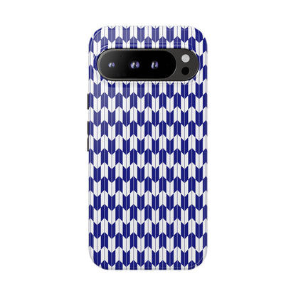 Navy Blue Geometric Phone Case for iPhone Samsung Pixel – Minimal Pattern Modern Aesthetic - JGUS